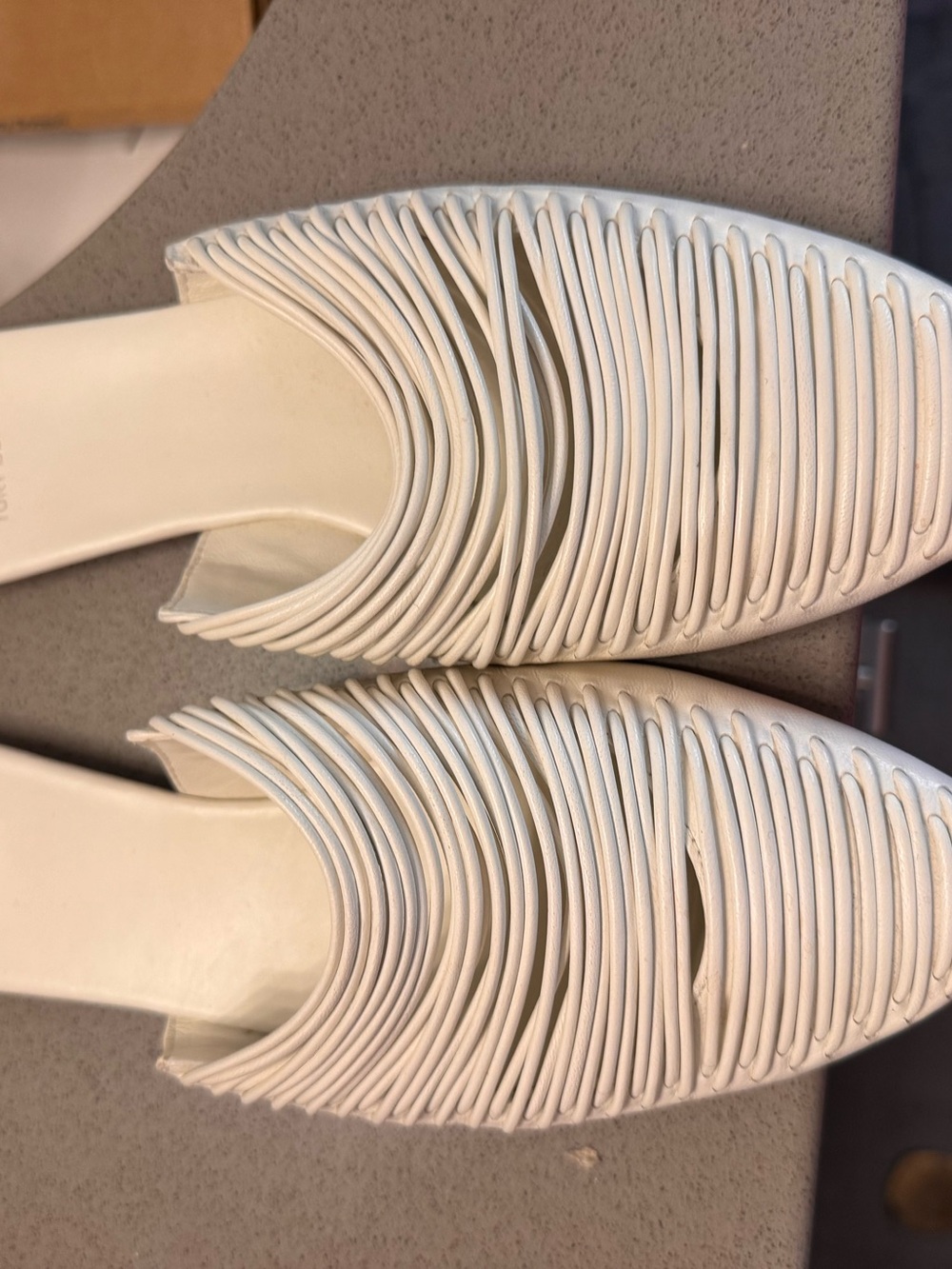 Tory Burch White Braided Slide Mules